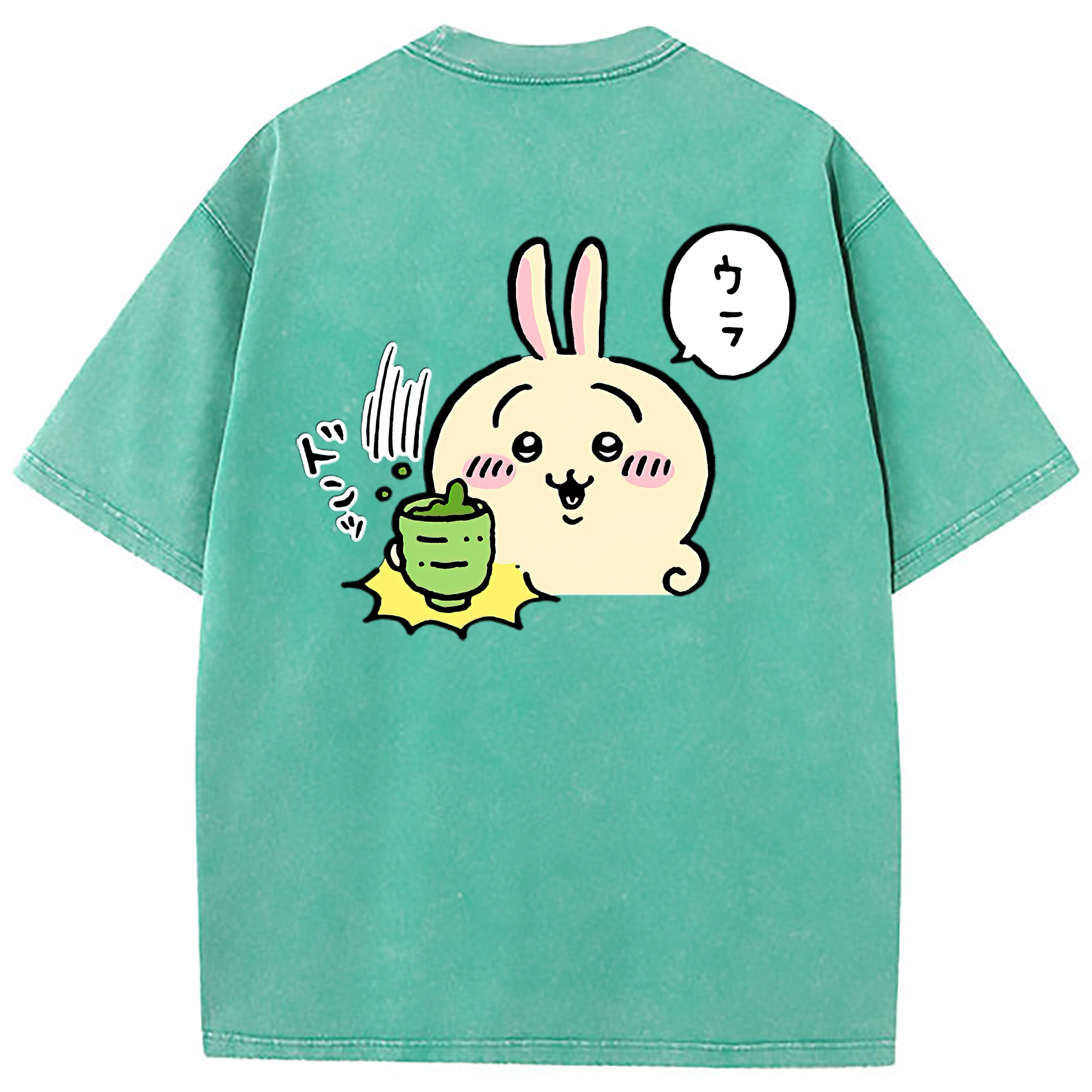 （画像用） ちいかわ うさぎ Chii-kawa usagi 綿100% ヴィンテージ風 半袖Tシャツ（背面プリント）